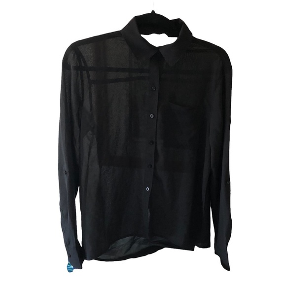 Aeropostale Black Sheer Button-down Shirt - Picture 3 of 9
